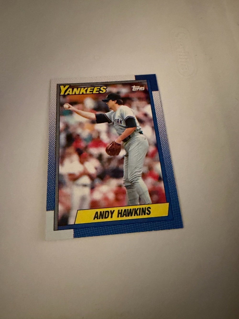 1990 topps Andy Hawkins Yankees baseball card
